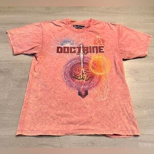 Doctrine Denim Company Dagger Brain Bulb T-Shirt Mens Sz XL Lt Red Pink Rare